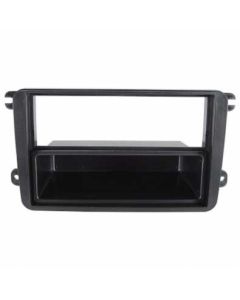 Radio frame ISO inbouwpaneel VW Seat zwart met opbergvak